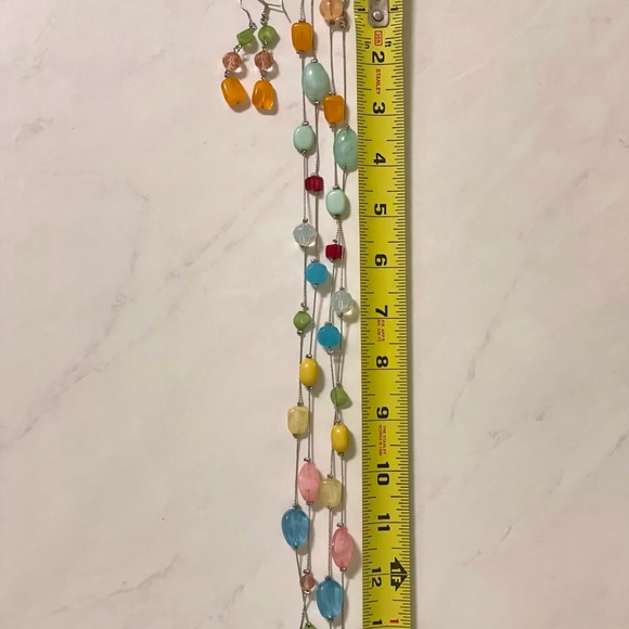 Beautiful Pretty DECO Glass Bead 28” necklace and earring matching set - Picture 3 of 3